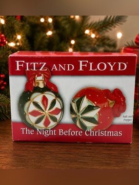 Fitz and Floyd Holiday Salt & Pepper Shakers 2006 The Night Before Christmas i